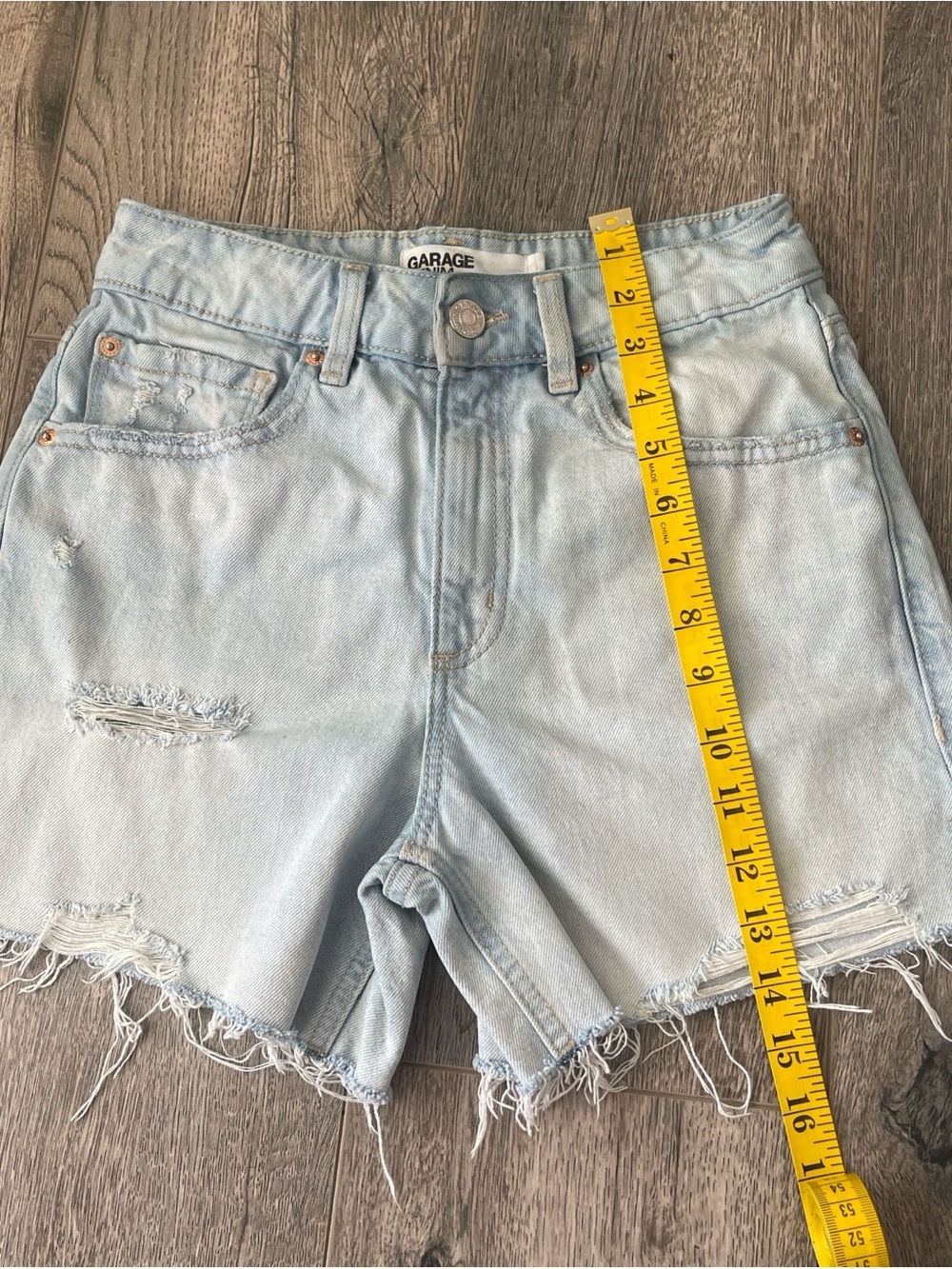 Garage Light Blue Distressed Denim Shorts - Picture 2 of 8
